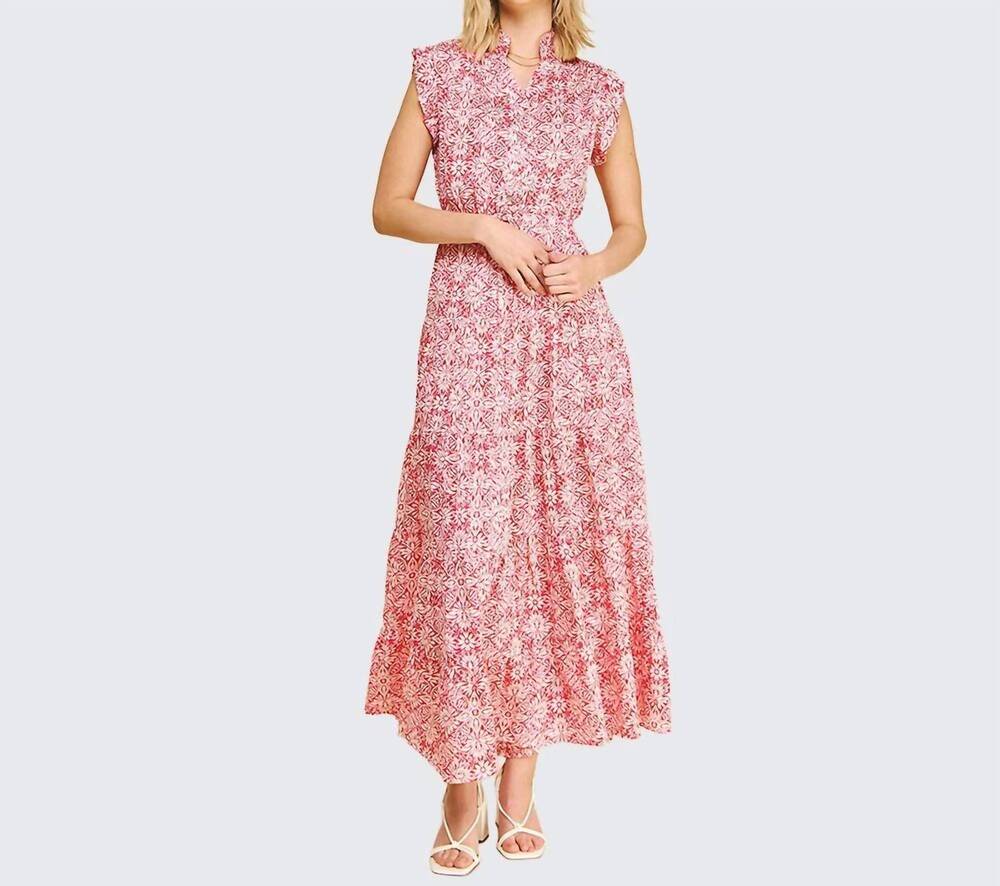 NEW PINCH floral print tiered maxi dress in pink